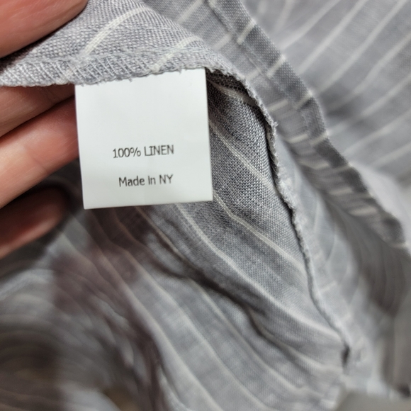 New! Estelle & Finn Women's Gray White Striped Linen Shirt Size XL Lagenlook. - Picture 4 of 7